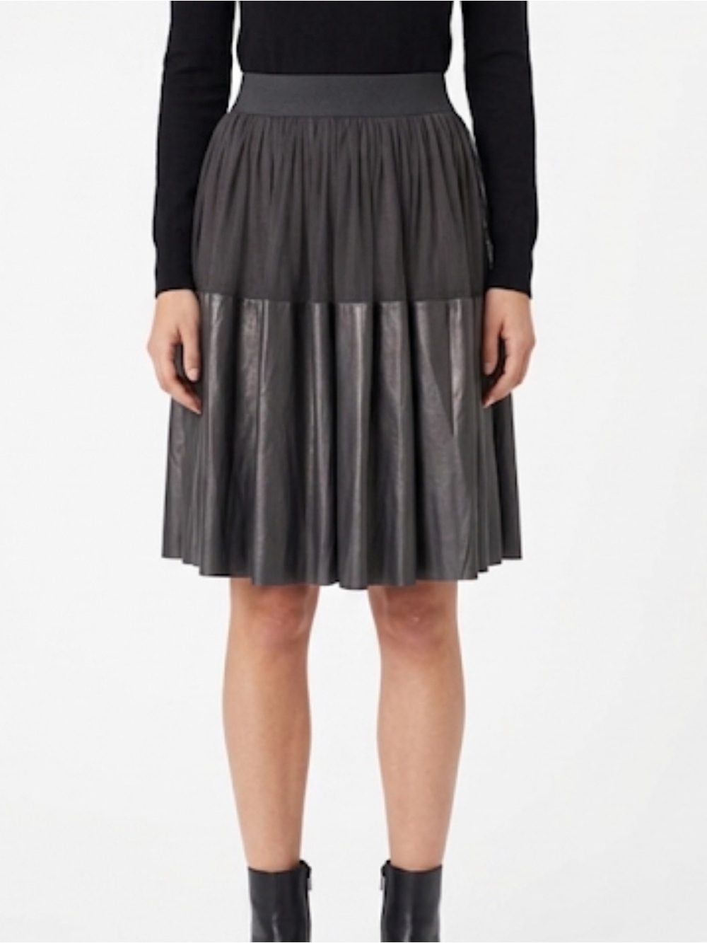 BELLATRIX Faux Leather Mesh Skirt Elastic Waistband Lined Festival Large
